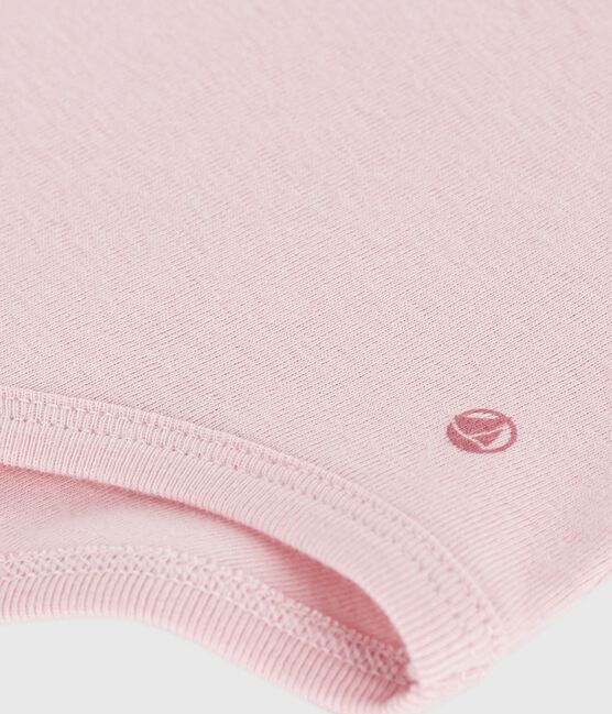 Baby-Body mit Kragen aus einfarbiger Baumwolle rosa JOLI