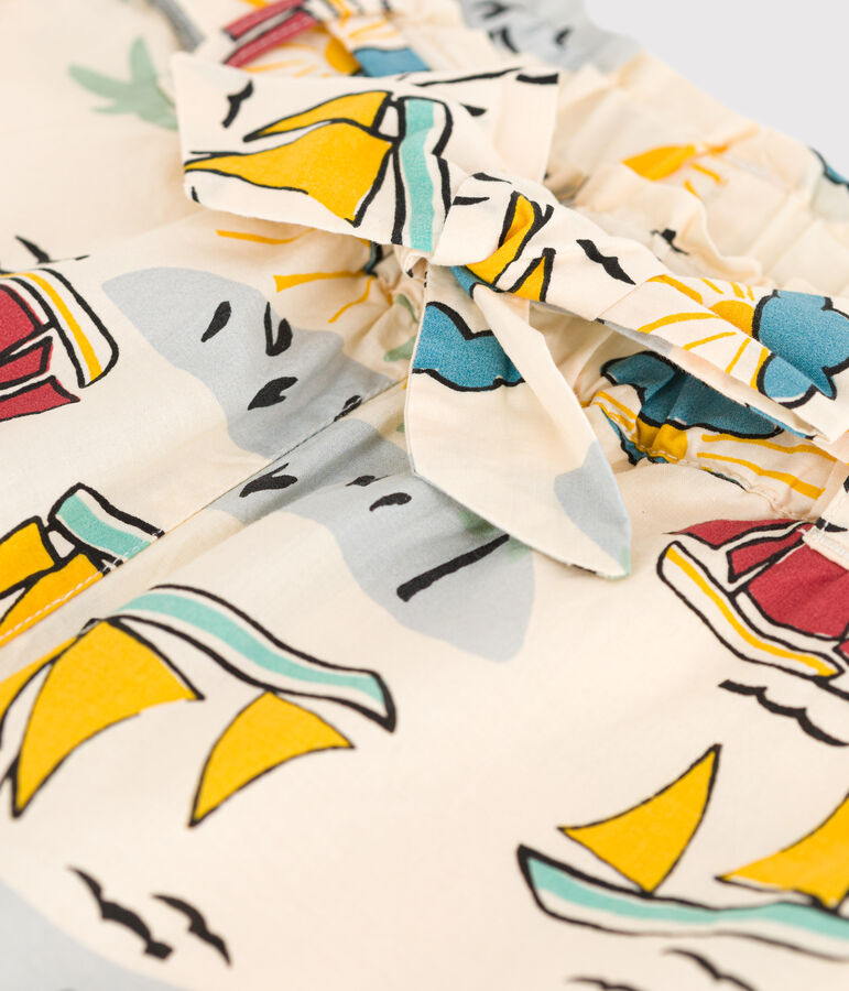 Bedruckte Kinder-Shorts aus Popeline f&uuml;r M&auml;dchen naturfarben/vielfarbig