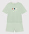 Damen-Pyjama bestehend aus kurzer Hose und T-Shirt aus einfarbiger Baumwolle. grün HERBIER