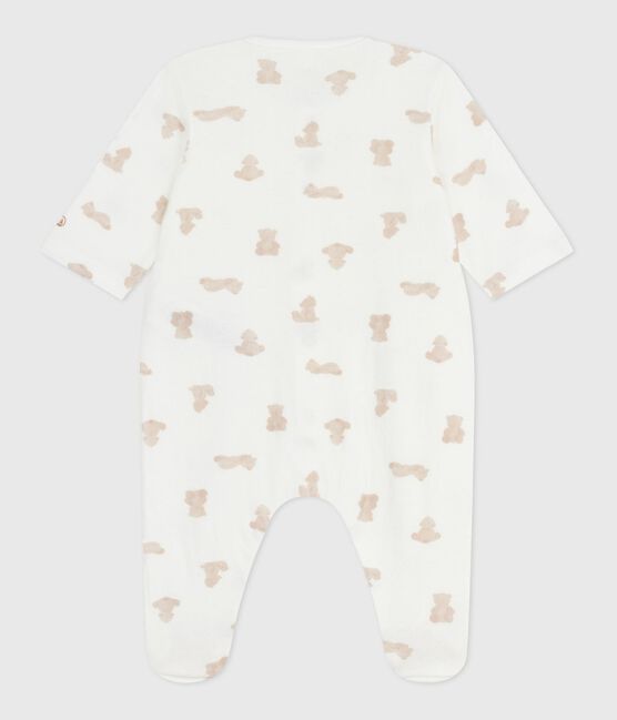 Strampler aus bedrucktem Doppeljersey MARSHMALLOW/ BRUN