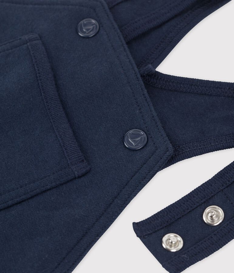 Lange Baby-Latzhose aus dickem Bio-Jersey blau