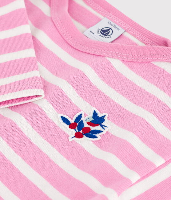 Baby-Streifenshirt aus Baumwolle rosa BOUDOIR/ MILK