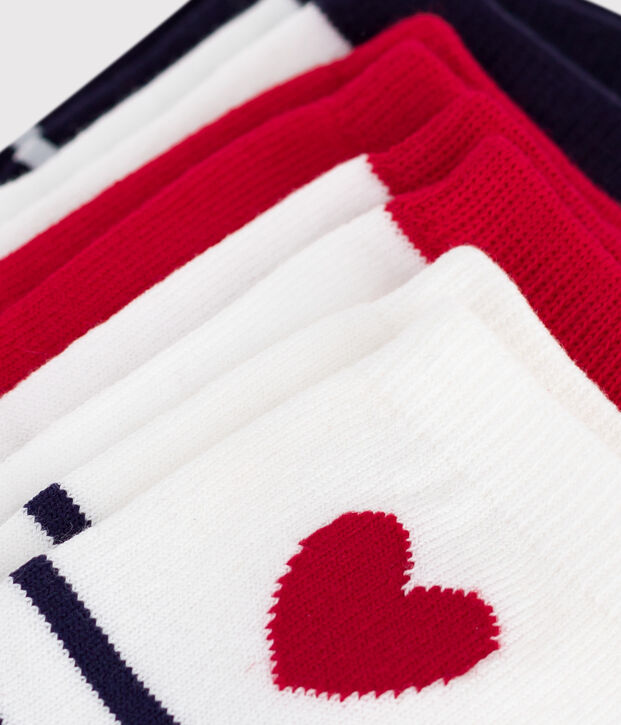 5er-Set Baby-Socken aus Baumwolle mit Streifen und Herz vielfarbig