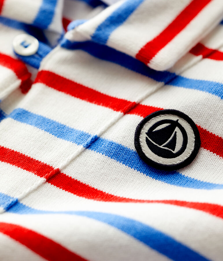 Baby-Kurzoverall aus dickem Jersey weiss MARSHMALLOW/weiss MULTICO