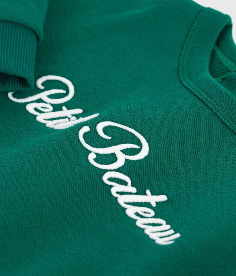 Baby-Sweatshirt aus Baumwolle mit Petit Bateau-Stickerei gr&uuml;n