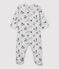 Baby-Strampler aus Molton und Bio-Baumwolle mit Paris-Motiv grau BELUGA/weiss MULTICO