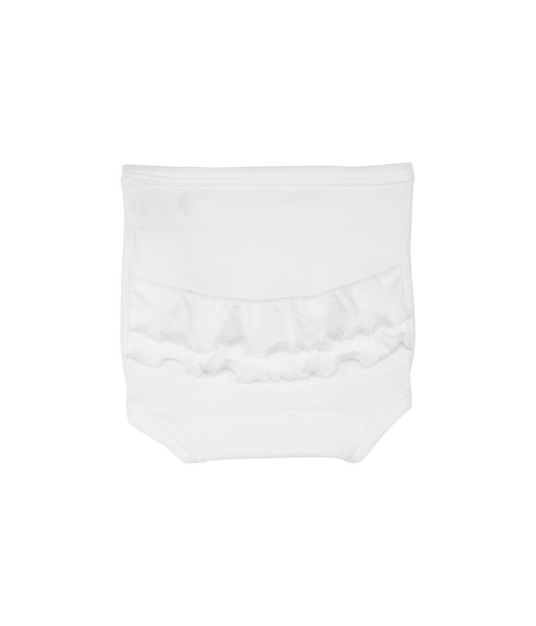 Baby-H&ouml;schen mit Volants aus Baumwolle uni weiss Ecume