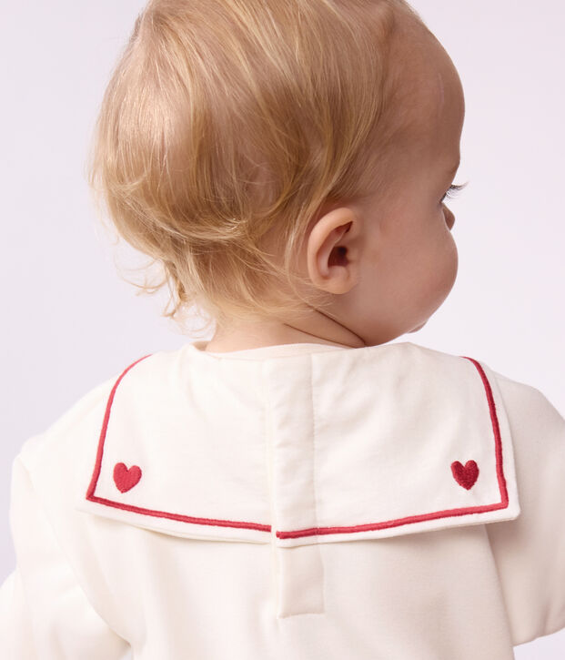Baby-Sweatshirt aus einfarbiger Baumwolle mit Matrosenkragen und Stickerei MILK