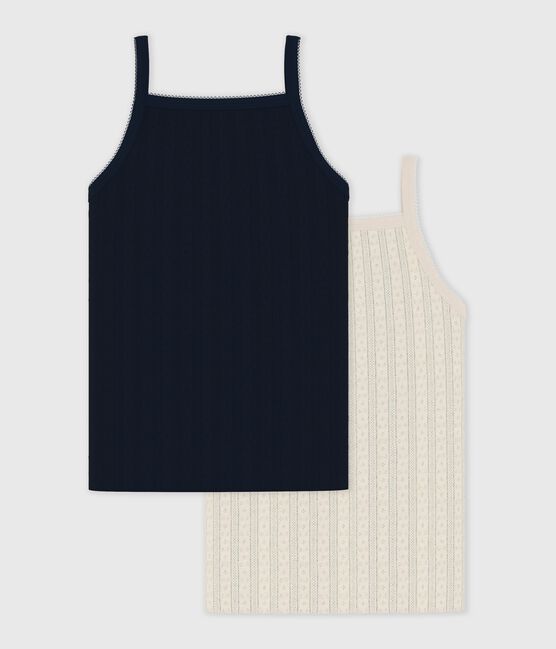 Set Kinder-Unterhemden aus einfarbiger Baumwolle mit Lochstickerei variante 1