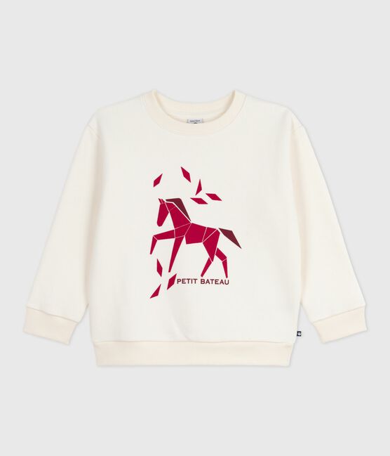 Kinder-Sweatshirt aus gemusterter Baumwolle naturfarben MILK