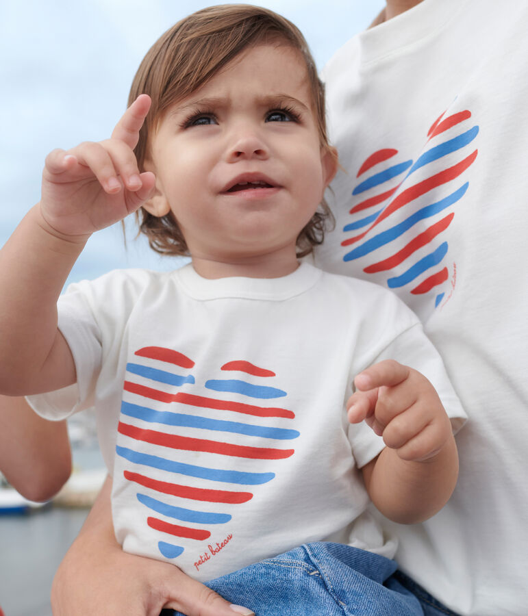 Kurz&auml;rmeliges Baby-T-Shirt aus einfarbiger Baumwolle weiss/vielfarbig