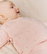 Baby-Wickeljacke aus Woll- und Baumwollstrick mit Lochmuster
