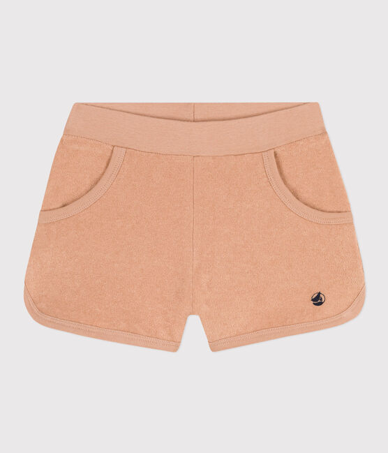 Kindershorts aus Bouclé-Frottier für Mädchen beige VINTAGE
