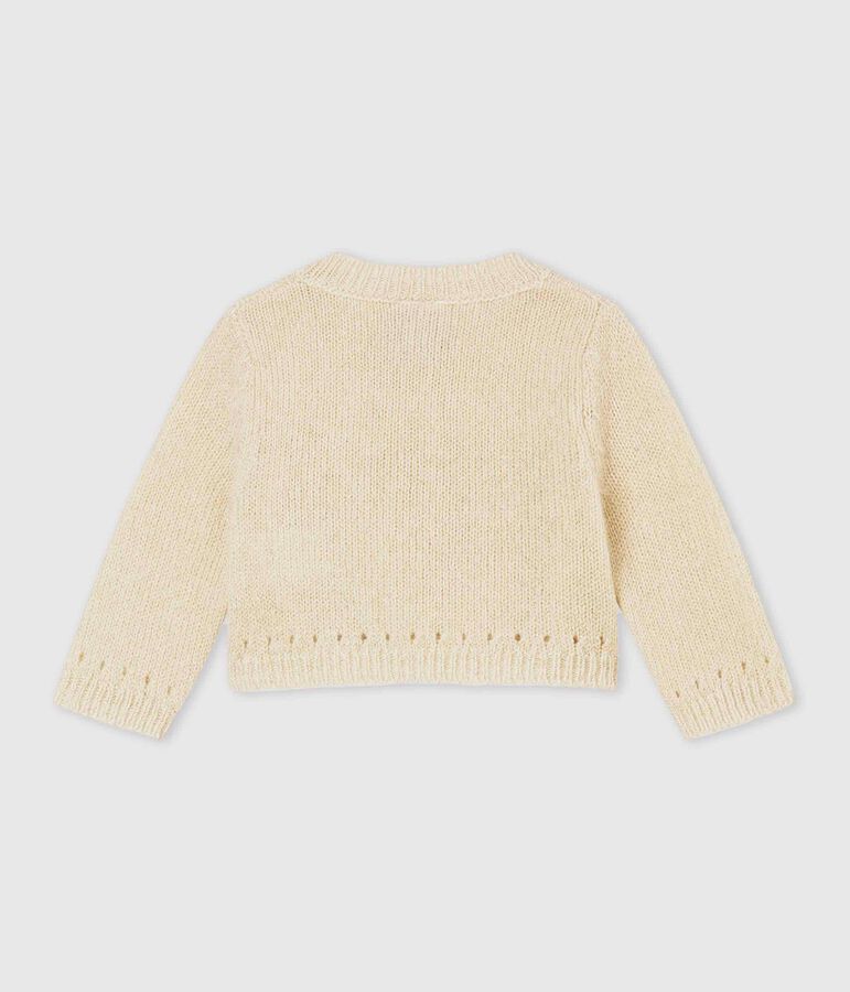 Glitzernder Baby M&auml;dchenBolero weiss/gelb