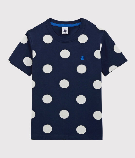 Kurzärmeliges T-Shirt aus Baumwolle für Jungen blau MEDIEVAL/weiss MARSHMALLOW