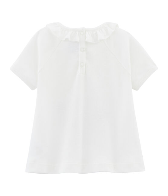 Einfarbiges Baby-T-Shirt für Mädchen weiss MARSHMALLOW/weiss MULTICO