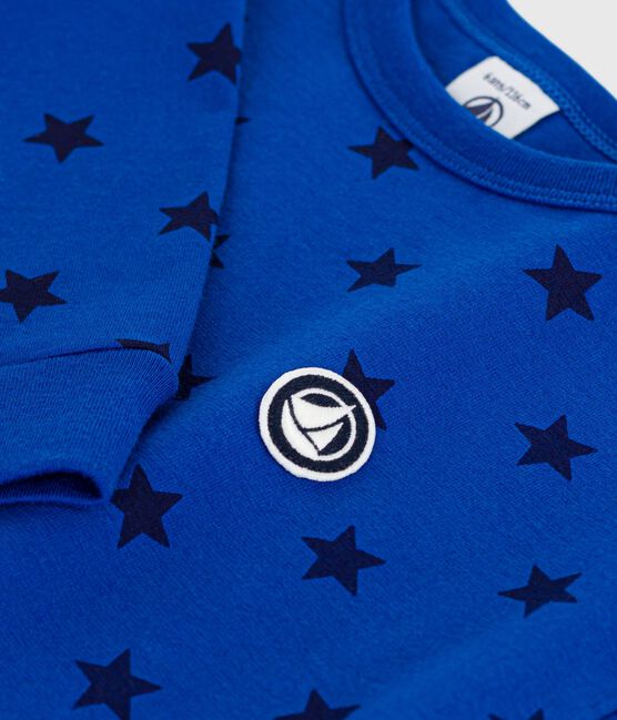 Langärmeliges Kinder-T-Shirt aus bedruckter Baumwolle blau OLYMPIC+SOIR