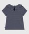 Kurzärmeliges Kinder-T-Shirt mit Streifen blau SMOKING/weiss MARSHMALLOW
