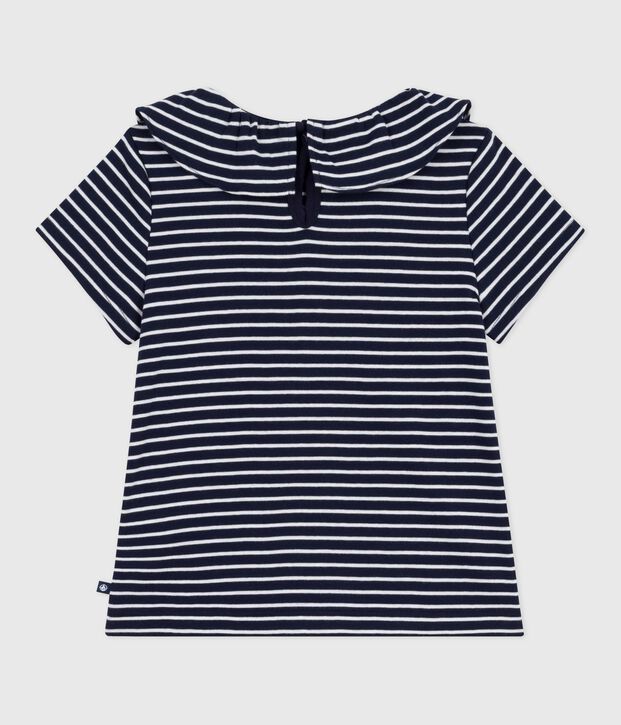 Kurz&auml;rmeliges Kinder-T-Shirt mit Streifen blau/weiss