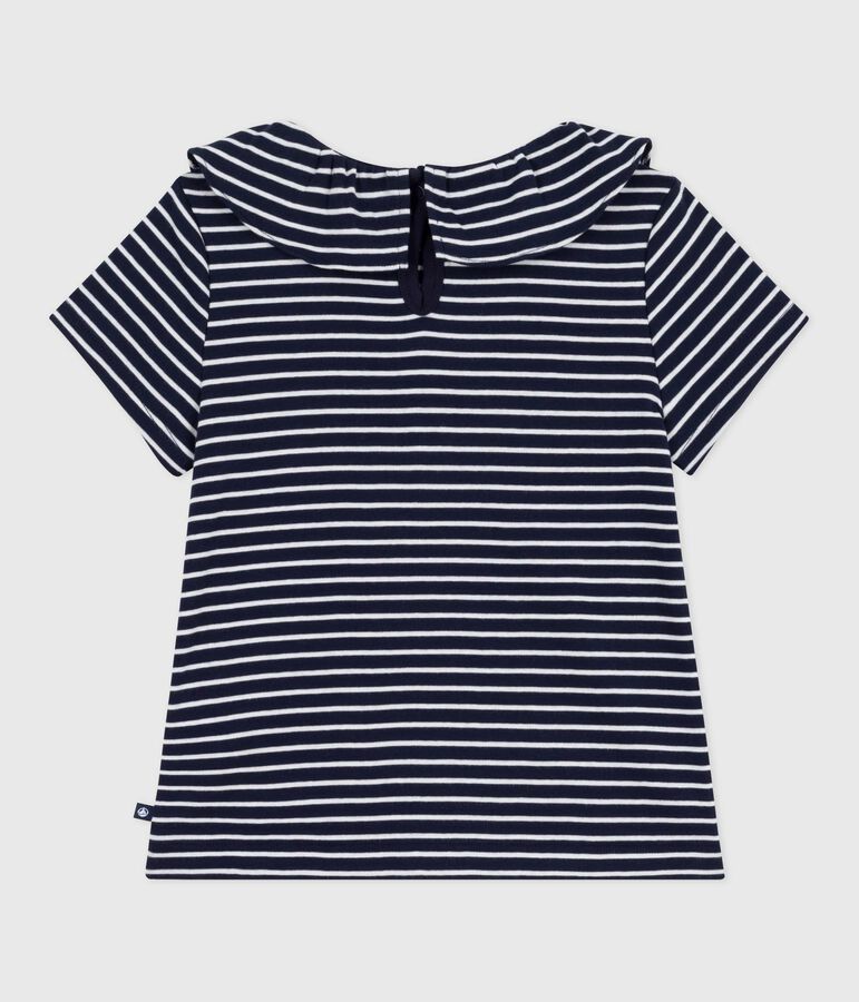 Kurz&auml;rmeliges Kinder-T-Shirt mit Streifen blau/weiss
