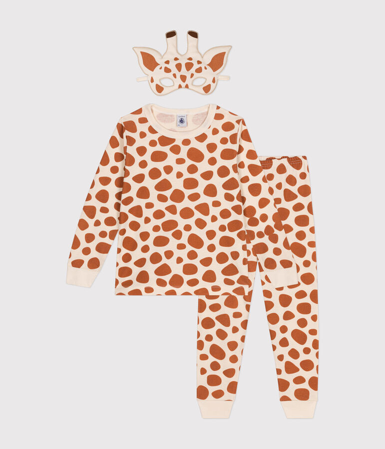 Kinderpyjama aus Baumwolle im Giraffen-Verkleidungs-Look naturfarben/braun