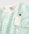 Snugfit-Kinderpyjama aus Baumwolle mit grünen Wellen für Jungen weiss MARSHMALLOW/ VERT