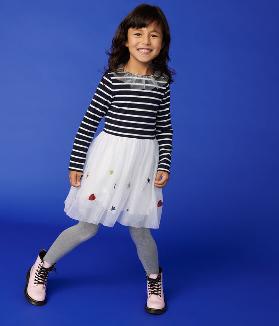 Langarmeliges Kinderkleid Fur Madchen Smoking Multico Petit Bateau