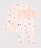 Kinderpyjama aus Rippstrick als Tänzerinnen-Kostüm für Mädchen rosa FLEUR/weiss MULTICO
