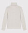 Warmes Damen-T-Shirt L’ICONIQUE mit Rollkragen grau BELUGA CHINE