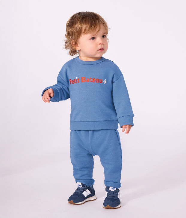 Baby-Jogginghose aus einfarbiger Baumwolle blau