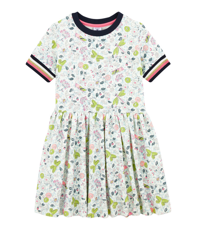 Kinder-Kleid f&uuml;r M&auml;dchen weiss/vielfarbig