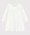 Langärmeliges Baby-Kleid für Mädchen weiss MARSHMALLOW/grau ARGENT