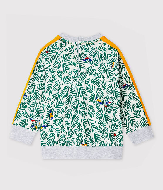 Gemustertes Baby-Sweatshirt aus Rippstrick für Jungen weiss MARSHMALLOW/weiss MULTICO