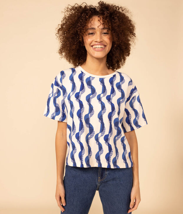 T-Shirt LE BOXY aus Baumwolle f&uuml;r Damen naturfarben/vielfarbig