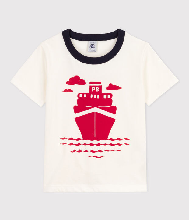 Kurz&auml;rmeliges Kinder-T-Shirt aus Baumwolle f&uuml;r Jungen weiss