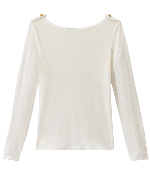 Damen-T-Shirt aus Leinen weiss