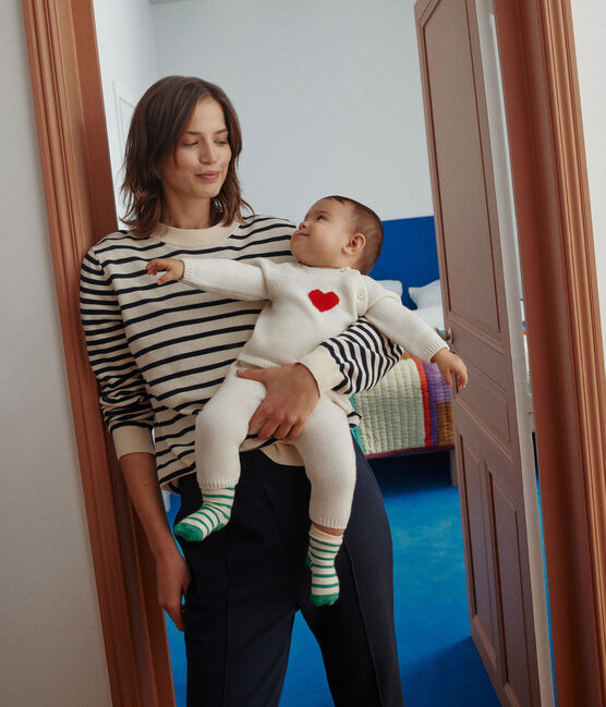 2er-Set aus Woll- und Baumwoll-Strick mit Herzmotiv für Babys rot MARSHMALLOW/weiss CORRIDA