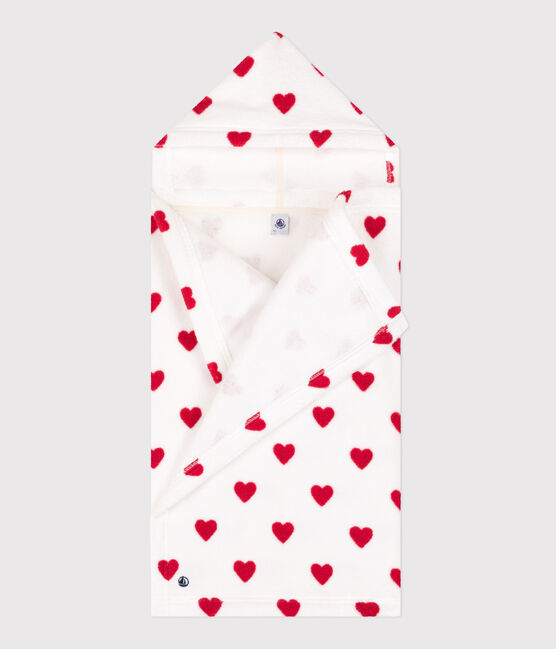 Baby-Badehandtuch mit Herzmotiv aus Frottee  weiss MARSHMALLOW/rot TERKUIT