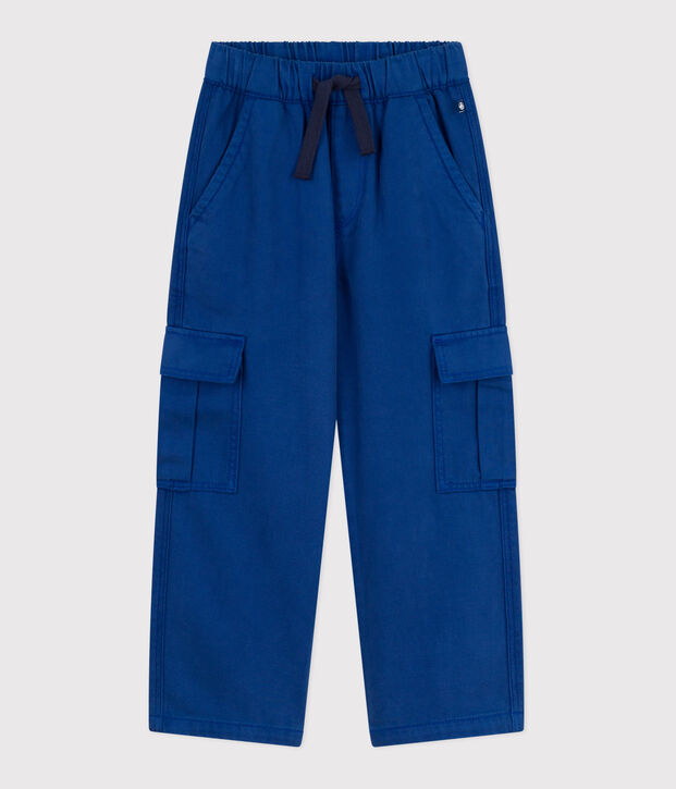 Kinder Cargo-Hose aus einfarbigem Lyocell. blau