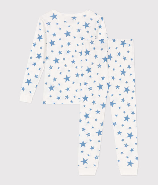 Sehr taillierter Kinderpyjama aus bedruckter Baumwolle  weiss MARSHMALLOW/blau ALASKA