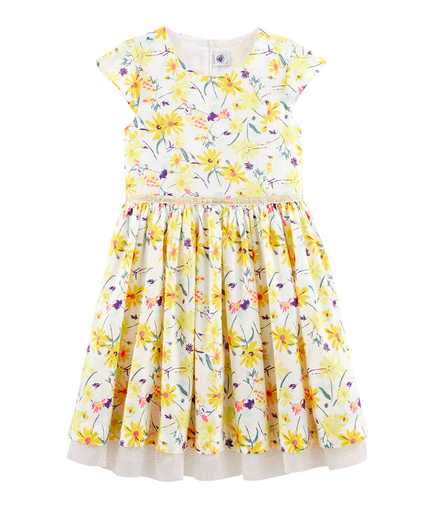 Kurzarm-Kleid f&uuml;r M&auml;dchen weiss/vielfarbig