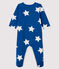Blauer Baby-Strampler aus Molton mit Sternenmuster blau MAJOR/weiss ECUME
