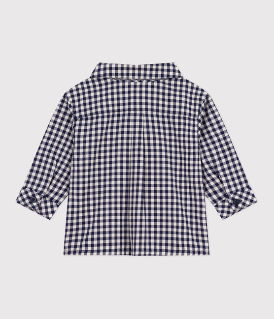 Baby-Hemd aus Flanell mit Karomuster blau SOIR/ MILK