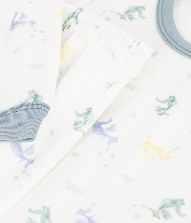 Kinder-Pyjama aus gemustertem Nicki weiss/blau/vielfarbig