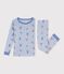 Eng anliegender Kinder-Pyjama aus gemusterter Baumwolle blau/weiss/vielfarbig