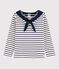 Langärmeliges Kinder-T-Shirt aus Jersey für Mädchen weiss MARSHMALLOW/blau SMOKING