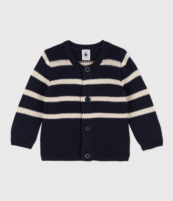 Baby-Cardigan aus gestreiftem Baumwollstrick blau SMOKING/ AVALANCHE