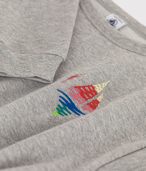 Lang&auml;rmeliges Kleid aus Molton f&uuml;r M&auml;dchen grau