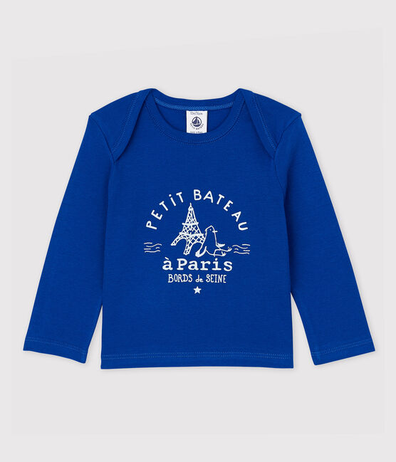 Langärmeliges Baby-T-Shirt aus Baumwolle für Jungen blau SURF