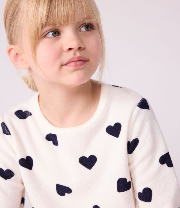 Kinder-Pyjama aus Baumwoll-Frottee mit Herz-Motiv blau/blau